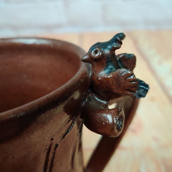Face Mug Handmade Studio Art Brown Stoneware Pottery Eyeglasses Signed Rustic - Picture 5 of 8